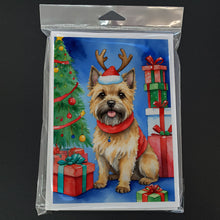 Load image into Gallery viewer, Cairn Terrier Christmas Reindeer Greeting Cards - Blank Note Cards – 8-Pack of Artist-Designed Cards with Envelopes