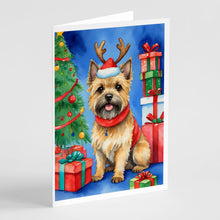 Load image into Gallery viewer, Cairn Terrier Christmas Reindeer Greeting Cards - Blank Note Cards – 8-Pack of Artist-Designed Cards with Envelopes