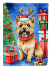 Load image into Gallery viewer, Cairn Terrier Christmas Garden Flag – Dog in Reindeer Antlers with Tree &amp; Gifts
