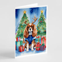 Load image into Gallery viewer, Cavalier Spaniel Christmas Reindeer Greeting Cards - Blank Note Cards – 8-Pack of Artist-Designed Cards with Envelopes