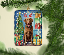 Load image into Gallery viewer, Chesapeake Bay Retriever Christmas Reindeer Porcelain Ornament