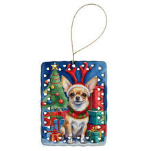 Load image into Gallery viewer, Chihuahua Christmas Reindeer Porcelain Ornament