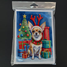 Load image into Gallery viewer, Chihuahua Christmas Reindeer Greeting Cards - Blank Note Cards – 8-Pack of Artist-Designed Cards with Envelopes