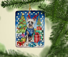 Load image into Gallery viewer, Chinese Crested Christmas Reindeer Porcelain Ornament
