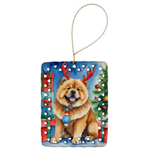 Load image into Gallery viewer, Chow Chow Christmas Reindeer Porcelain Ornament