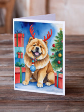 Load image into Gallery viewer, Chow Chow Christmas Reindeer Greeting Cards - Blank Note Cards – 8-Pack of Artist-Designed Cards with Envelopes