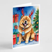 Load image into Gallery viewer, Chow Chow Christmas Reindeer Greeting Cards - Blank Note Cards – 8-Pack of Artist-Designed Cards with Envelopes