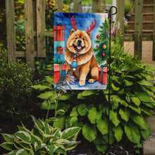 Load image into Gallery viewer, Chow Chow Christmas Garden Flag – Dog in Reindeer Antlers with Tree &amp; Gifts