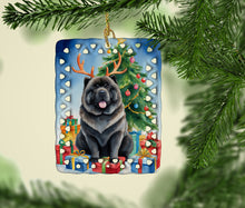 Load image into Gallery viewer, Black Chow Chow Christmas Reindeer Porcelain Ornament