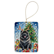 Load image into Gallery viewer, Black Chow Chow Christmas Reindeer Porcelain Ornament