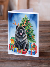 Load image into Gallery viewer, Black Chow Chow Christmas Reindeer Greeting Cards - Blank Note Cards – 8-Pack of Artist-Designed Cards with Envelopes