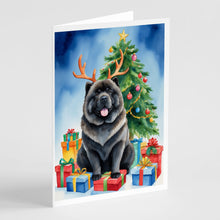 Load image into Gallery viewer, Black Chow Chow Christmas Reindeer Greeting Cards - Blank Note Cards – 8-Pack of Artist-Designed Cards with Envelopes