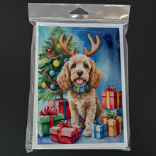 Load image into Gallery viewer, Cockapoo Christmas Reindeer Greeting Cards - Blank Note Cards – 8-Pack of Artist-Designed Cards with Envelopes