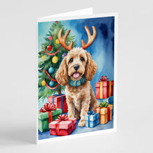 Load image into Gallery viewer, Cockapoo Christmas Reindeer Greeting Cards - Blank Note Cards – 8-Pack of Artist-Designed Cards with Envelopes
