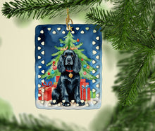 Load image into Gallery viewer, Black Cocker Spaniel Christmas Reindeer Porcelain Ornament