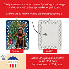 Load image into Gallery viewer, Chocolate Cocker Spaniel Christmas Reindeer Porcelain Ornament