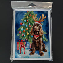 Load image into Gallery viewer, Chocolate Cocker Spaniel Christmas Reindeer Greeting Cards - Blank Note Cards – 8-Pack of Artist-Designed Cards with Envelopes