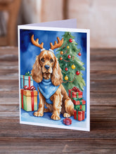 Load image into Gallery viewer, Cocker Spaniel Christmas Reindeer Greeting Cards - Blank Note Cards – 8-Pack of Artist-Designed Cards with Envelopes