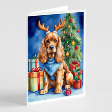 Load image into Gallery viewer, Cocker Spaniel Christmas Reindeer Greeting Cards - Blank Note Cards – 8-Pack of Artist-Designed Cards with Envelopes