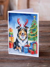 Load image into Gallery viewer, Collie Christmas Reindeer Greeting Cards - Blank Note Cards – 8-Pack of Artist-Designed Cards with Envelopes