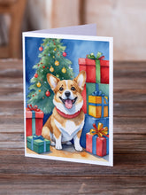 Load image into Gallery viewer, Corgi Christmas Reindeer Greeting Cards - Blank Note Cards – 8-Pack of Artist-Designed Cards with Envelopes