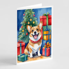 Load image into Gallery viewer, Corgi Christmas Reindeer Greeting Cards - Blank Note Cards – 8-Pack of Artist-Designed Cards with Envelopes