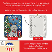 Load image into Gallery viewer, Coton de Tulear Christmas Reindeer Porcelain Ornament