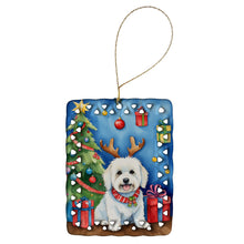 Load image into Gallery viewer, Coton de Tulear Christmas Reindeer Porcelain Ornament