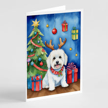 Load image into Gallery viewer, Coton de Tulear Christmas Reindeer Greeting Cards - Blank Note Cards – 8-Pack of Artist-Designed Cards with Envelopes