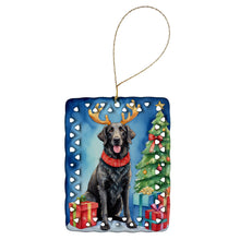 Load image into Gallery viewer, Curly-Coated Retriever Christmas Reindeer Porcelain Ornament
