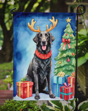 Load image into Gallery viewer, Curly-Coated Retriever Christmas Garden Flag – Dog in Reindeer Antlers with Tree &amp; Gifts