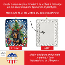 Load image into Gallery viewer, Black and Tan Dachshund Christmas Reindeer Porcelain Ornament