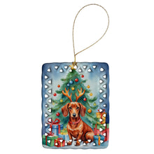 Load image into Gallery viewer, Dachshund Christmas Reindeer Porcelain Ornament