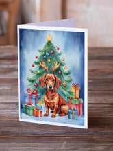 Load image into Gallery viewer, Dachshund Christmas Reindeer Greeting Cards - Blank Note Cards – 8-Pack of Artist-Designed Cards with Envelopes