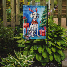 Load image into Gallery viewer, Dalmatian Christmas Garden Flag – Dog in Reindeer Antlers with Tree &amp; Gifts