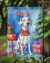 Load image into Gallery viewer, Dalmatian Christmas Garden Flag – Dog in Reindeer Antlers with Tree &amp; Gifts