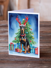 Load image into Gallery viewer, Doberman Pinscher Christmas Reindeer Greeting Cards - Blank Note Cards – 8-Pack of Artist-Designed Cards with Envelopes