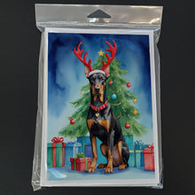 Load image into Gallery viewer, Doberman Pinscher Christmas Reindeer Greeting Cards - Blank Note Cards – 8-Pack of Artist-Designed Cards with Envelopes
