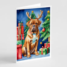 Load image into Gallery viewer, Dogue de Bordeaux Christmas Reindeer Greeting Cards - Blank Note Cards – 8-Pack of Artist-Designed Cards with Envelopes