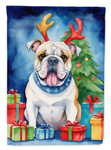 Load image into Gallery viewer, White English Bulldog Christmas Reindeer House Flag
