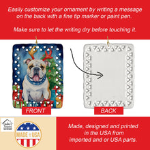 Load image into Gallery viewer, White English Bulldog Christmas Reindeer Porcelain Ornament