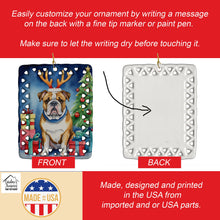 Load image into Gallery viewer, English Bulldog Christmas Reindeer Porcelain Ornament