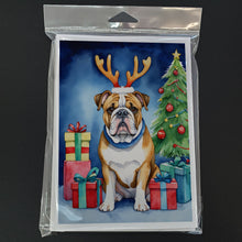 Load image into Gallery viewer, English Bulldog Christmas Reindeer Greeting Cards - Blank Note Cards – 8-Pack of Artist-Designed Cards with Envelopes