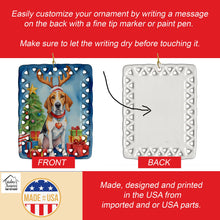 Load image into Gallery viewer, English Foxhound Christmas Reindeer Porcelain Ornament