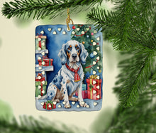 Load image into Gallery viewer, English Setter Christmas Reindeer Porcelain Ornament