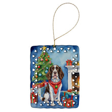 Load image into Gallery viewer, English Springer Spaniel Christmas Reindeer Porcelain Ornament