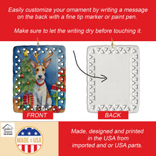 Load image into Gallery viewer, Fox Terrier Christmas Reindeer Porcelain Ornament
