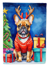 Load image into Gallery viewer, French Bulldog Christmas Garden Flag – Dog in Reindeer Antlers with Tree &amp; Gifts