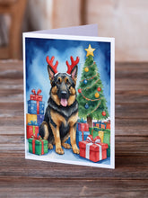 Load image into Gallery viewer, German Shepherd Christmas Reindeer Greeting Cards - Blank Note Cards – 8-Pack of Artist-Designed Cards with Envelopes