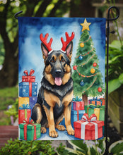 Load image into Gallery viewer, German Shepherd Christmas Garden Flag – Dog in Reindeer Antlers with Tree &amp; Gifts
